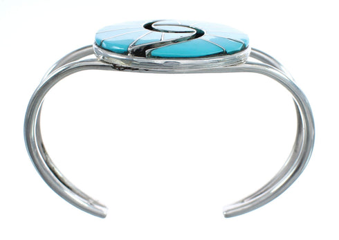 Turquoise And Silver Native American Zuni Cuff Bracelet AX124826